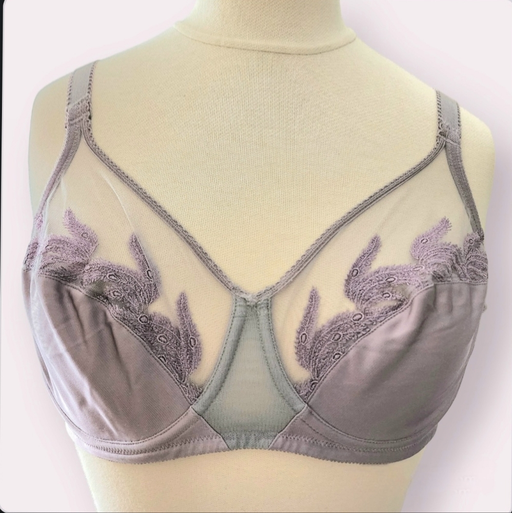 Wacoal 85121 36D Pale Purple Lavender Women's Feather Embroidery Underwire Bra